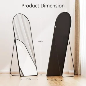 Arched full-length mirror, 64 x 21 inches with bracket