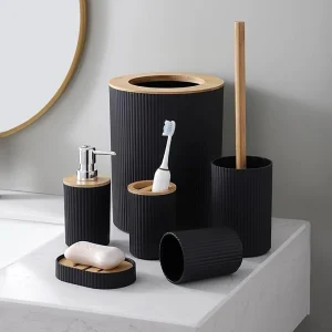 6 PC Modern Bathroom Essentials Set Various Colors