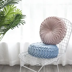 Decorative Round Velvet Pleated Throw Pillow