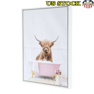 Charming Highland Cow Framed Canvas Artwork