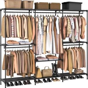 Clothes Rack, Portable Closet, 80.7 Inch with Shelves