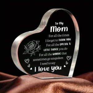 I Love You Mom Heart Shaped Plaque Personalized