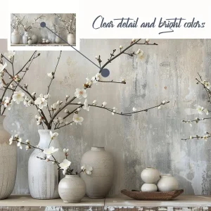 Framed Floral Canvas Wall Decor, Simple White Plum