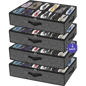 Under Bed Shoe Storage Organizer For Closet, 4 Pack