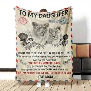 Lion Pattern Soft Envelope Blanket To Daughter From Mom