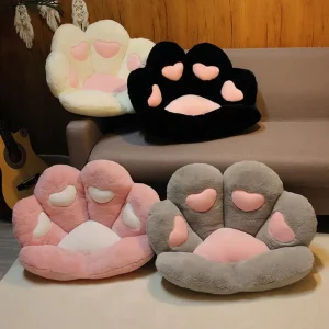Cat Paw Design Seat Cushion with Soft Fluffy Pillow