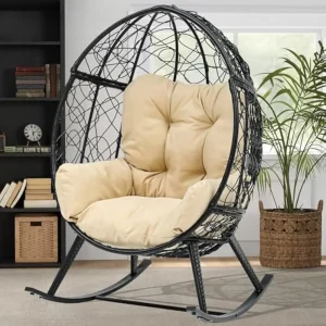 Wicker Rattan Rocking Egg Chair Lounger Indoor/Outdoor